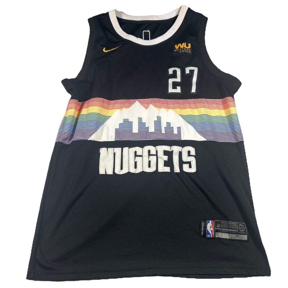 Nike Jamal Murray #27 Denver Nuggets 19/20 Rainbow Swingman Jersey Sz 48 Black
